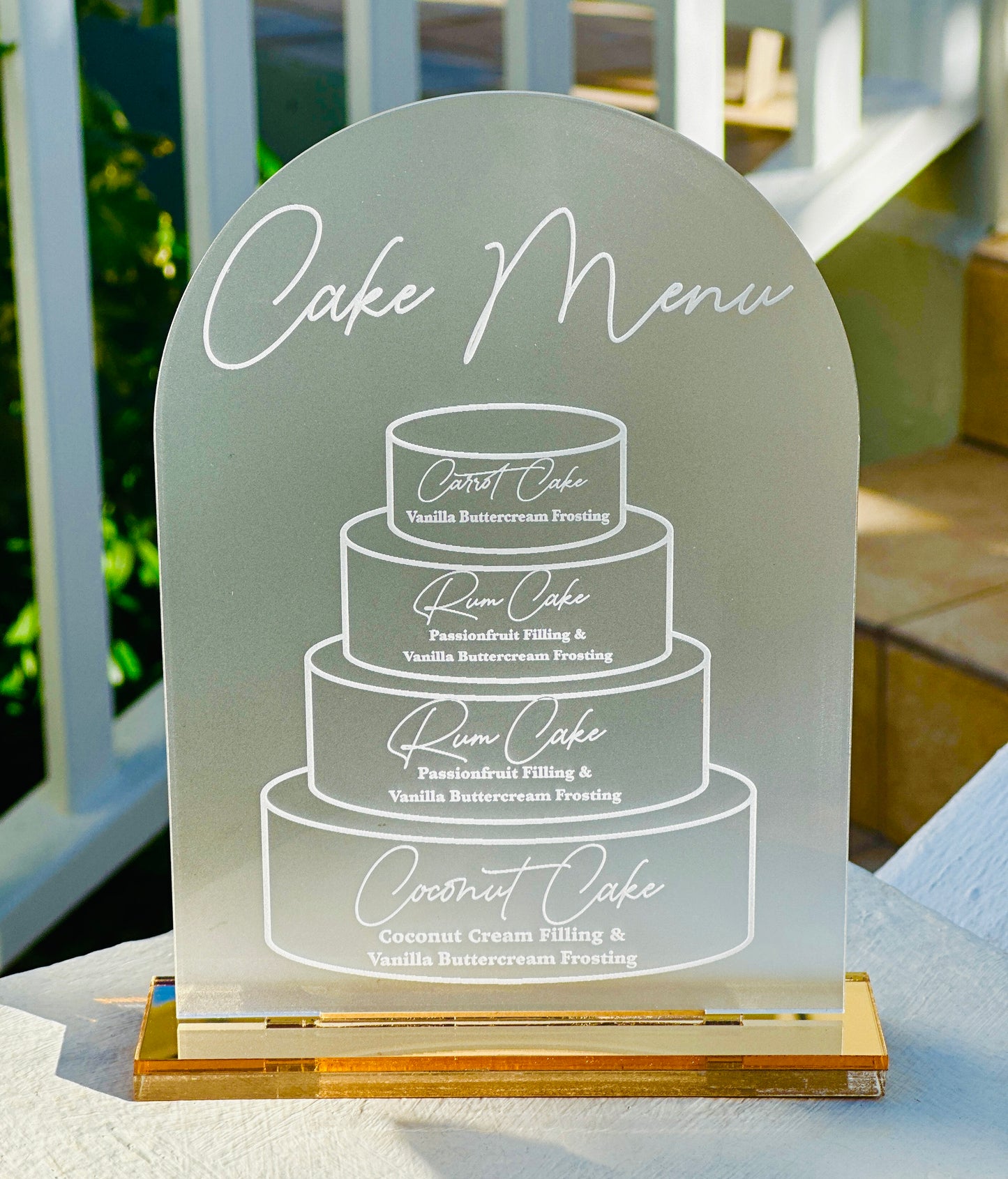 Acrylic Cake Menu Sign, Wedding Table Décor, Personalised Cake Stand, Engraved Acrylic Table...