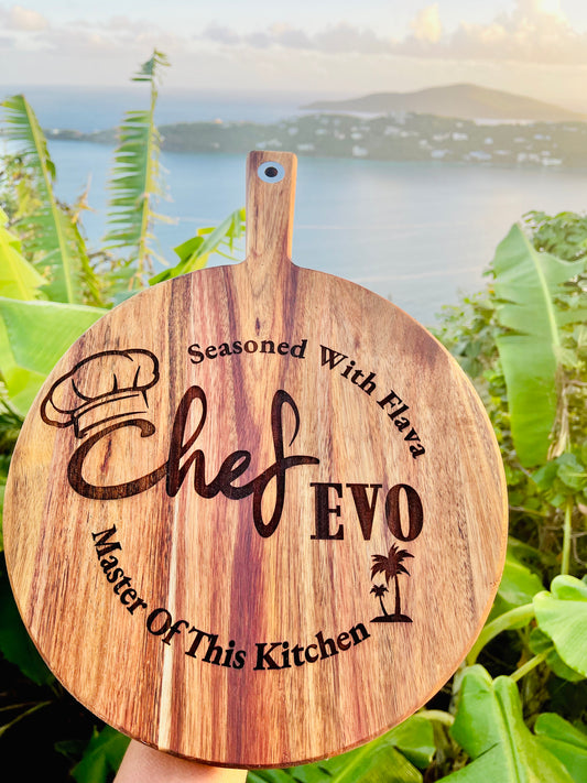 Round Engraved Acacia Cheese Board (Custom Engraving)