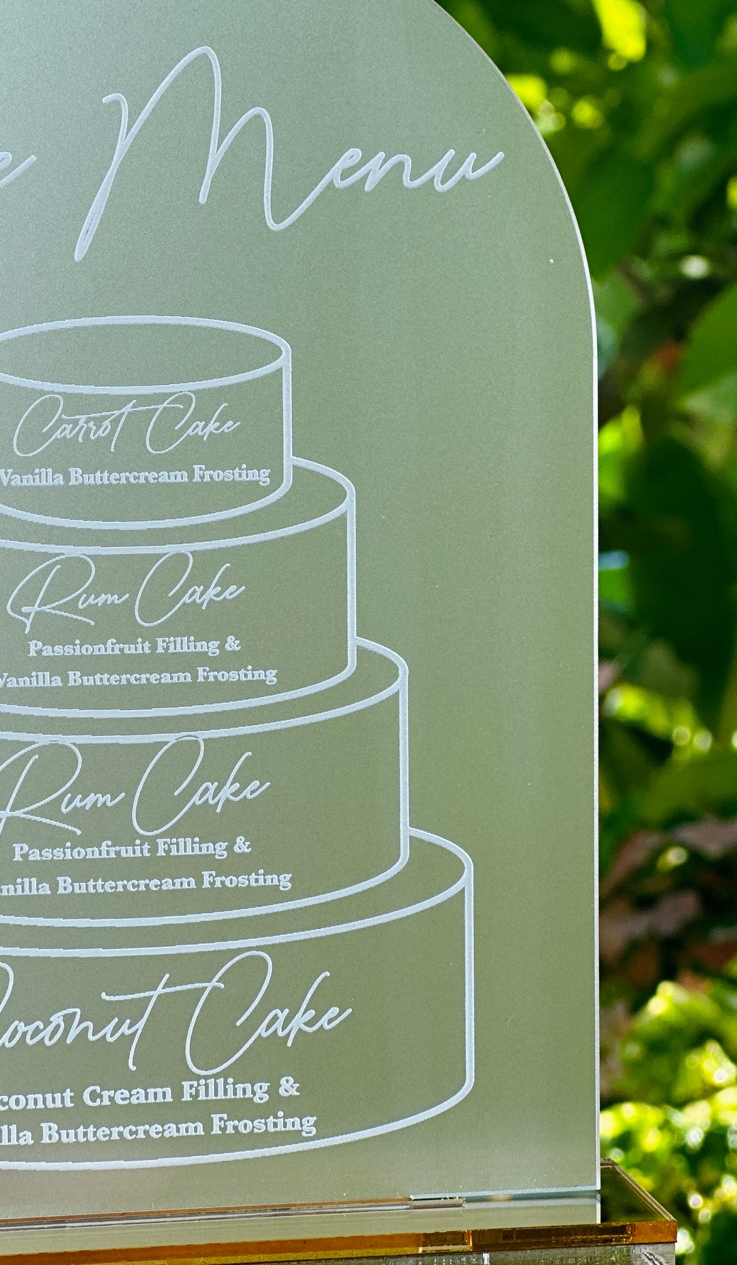 Acrylic Cake Menu Sign, Wedding Table Décor, Personalised Cake Stand, Engraved Acrylic Table...