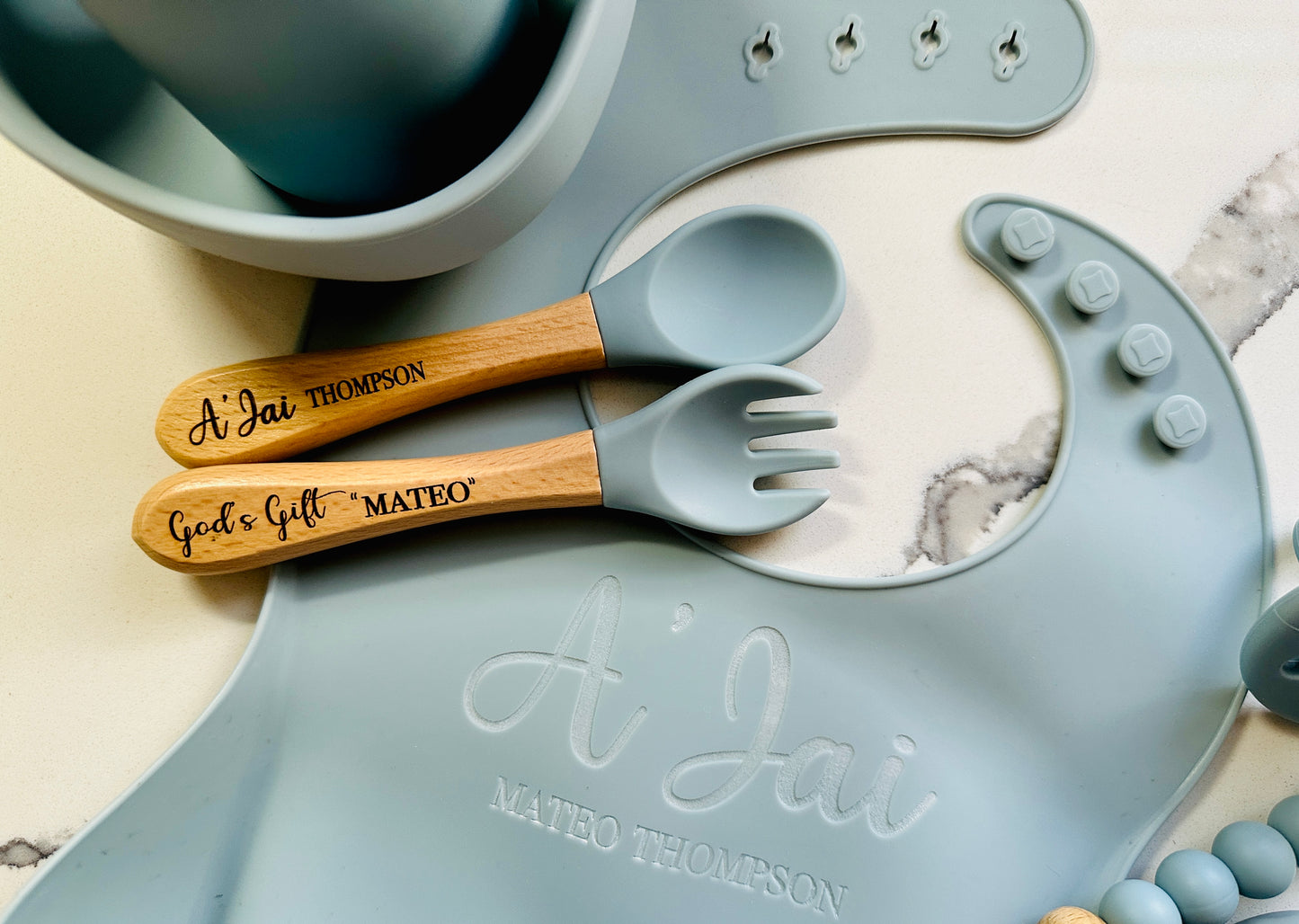 7 Piece Silicon Bib/Feeding Set