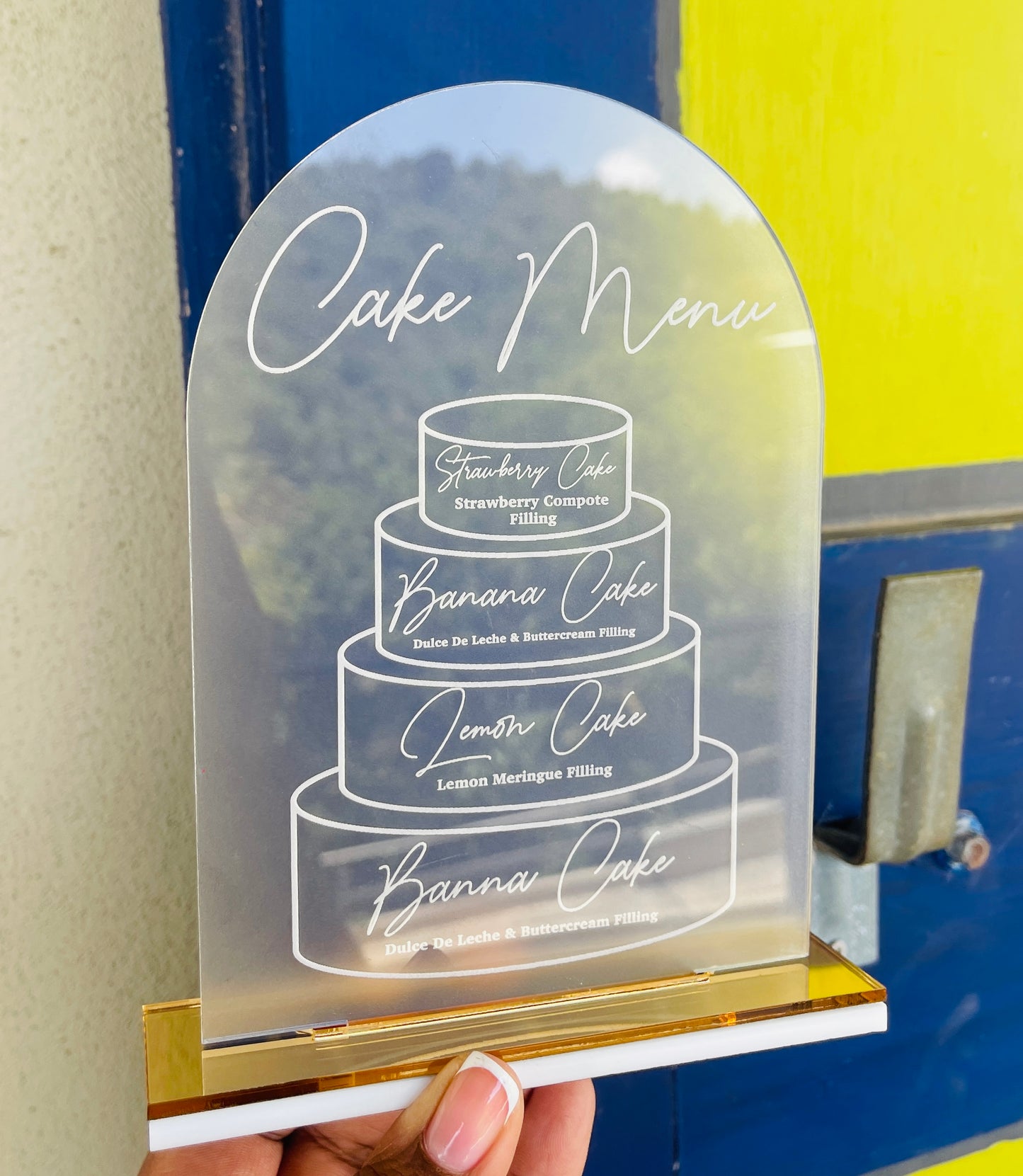Acrylic Cake Menu Sign, Wedding Table Décor, Personalised Cake Stand, Engraved Acrylic Table...