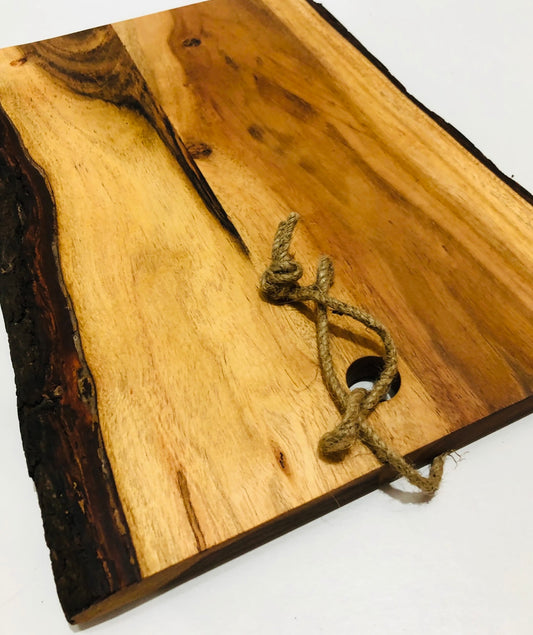Acacia Serving Board With Bark (Custom Engraving)
