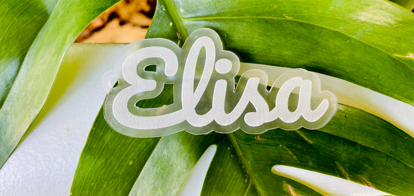 Deluxe Wood/Mirror NAME Acrylic Key Chain