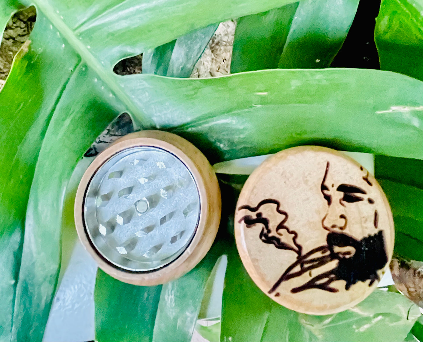 Wooden 55mm Herb Grinder w/ Metal Lining