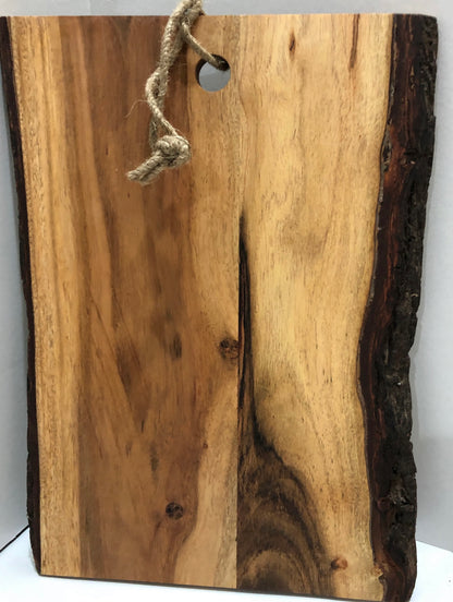 Acacia Serving Board With Bark (Custom Engraving)