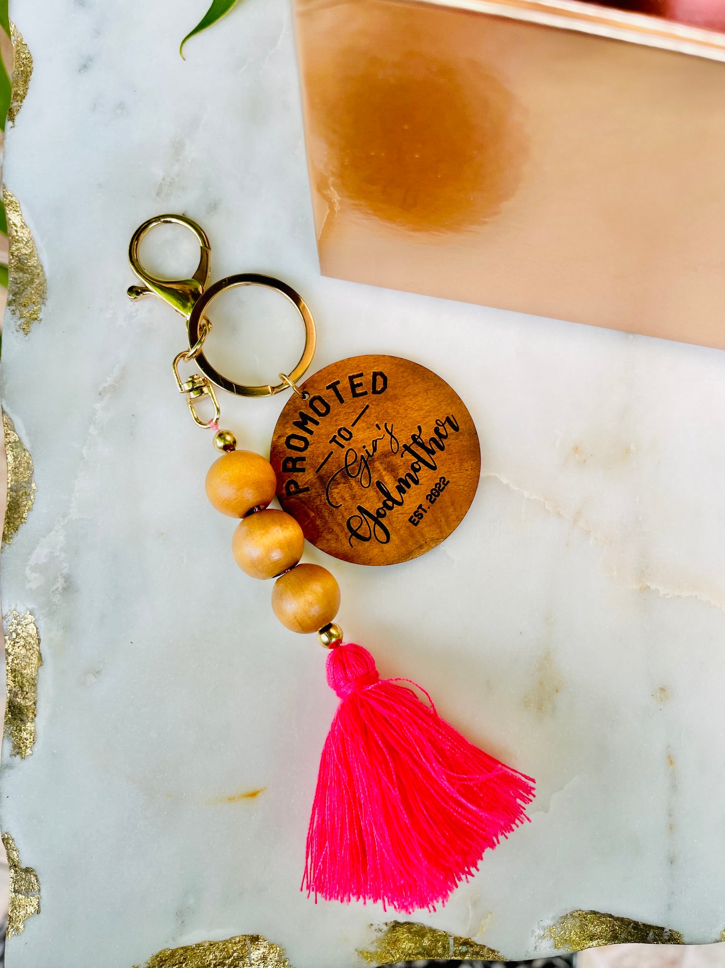 Disc Beaded Keychain W/Tassel