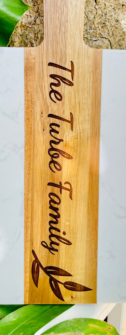 Acacia Serving Board With Bark (Custom Engraving)