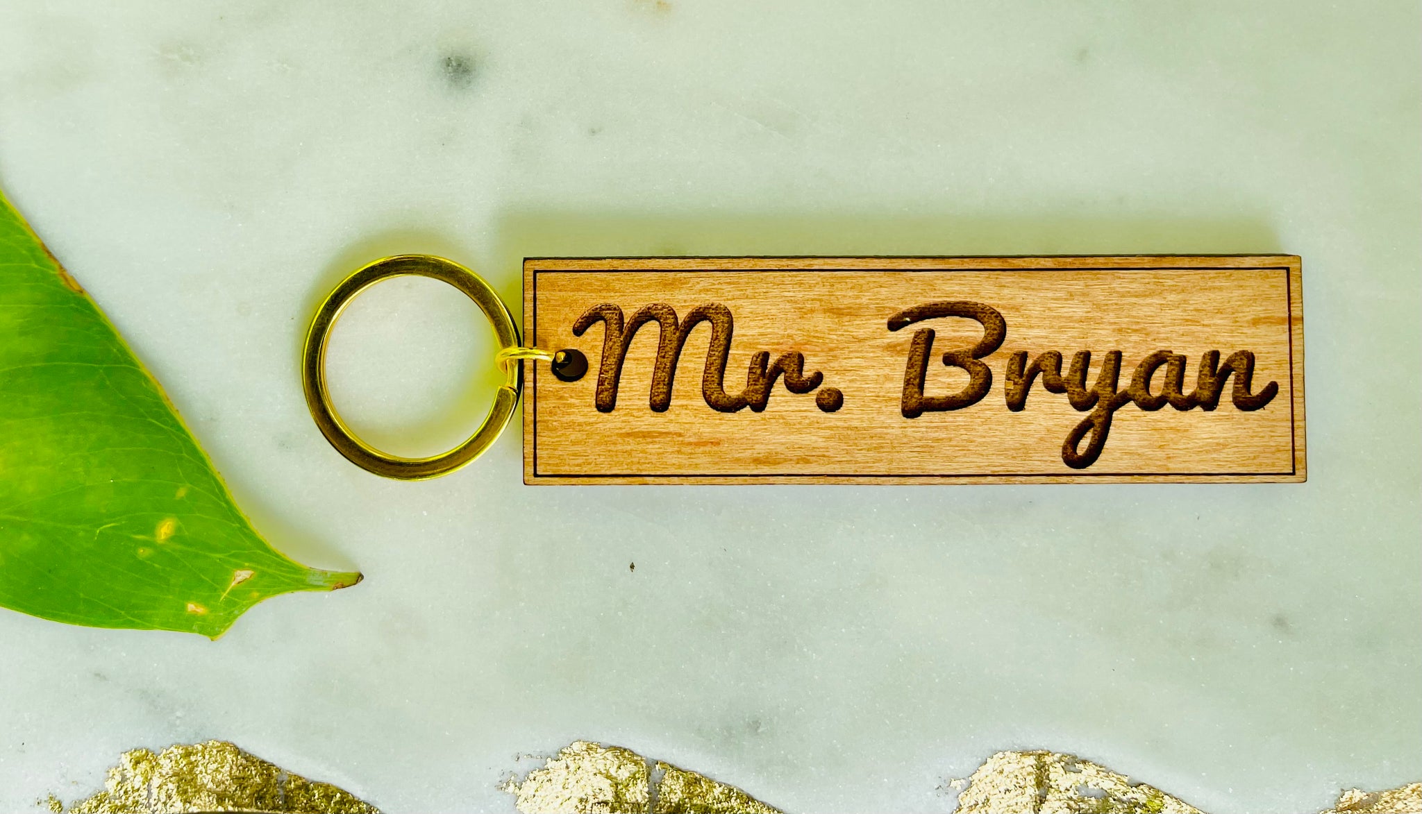 Mirrored Gold Acrylic Mrs. Keychain