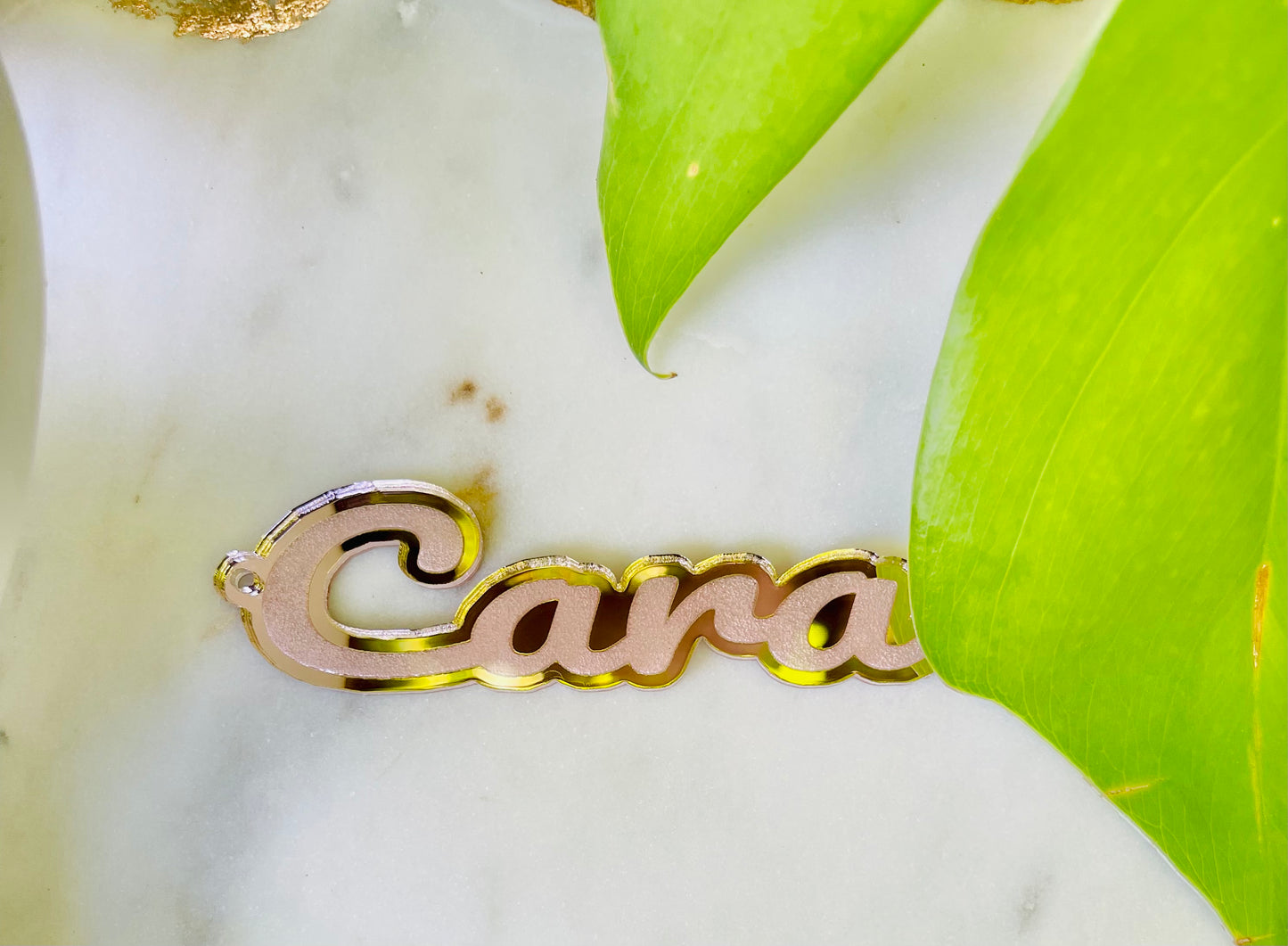 Deluxe Wood/Mirror NAME Acrylic Key Chain