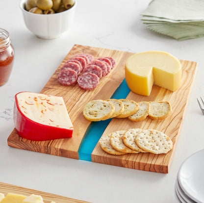 Rectangular Olive Wood Resin Board & Coasters Set (Custom Engraved)