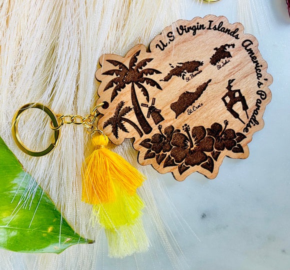 Key Chain Tri-Color Fringe