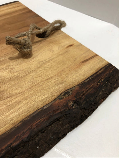 Acacia Serving Board With Bark (Custom Engraving)