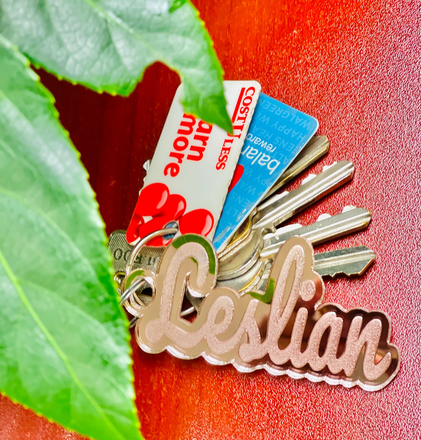 Deluxe Wood/Mirror NAME Acrylic Key Chain