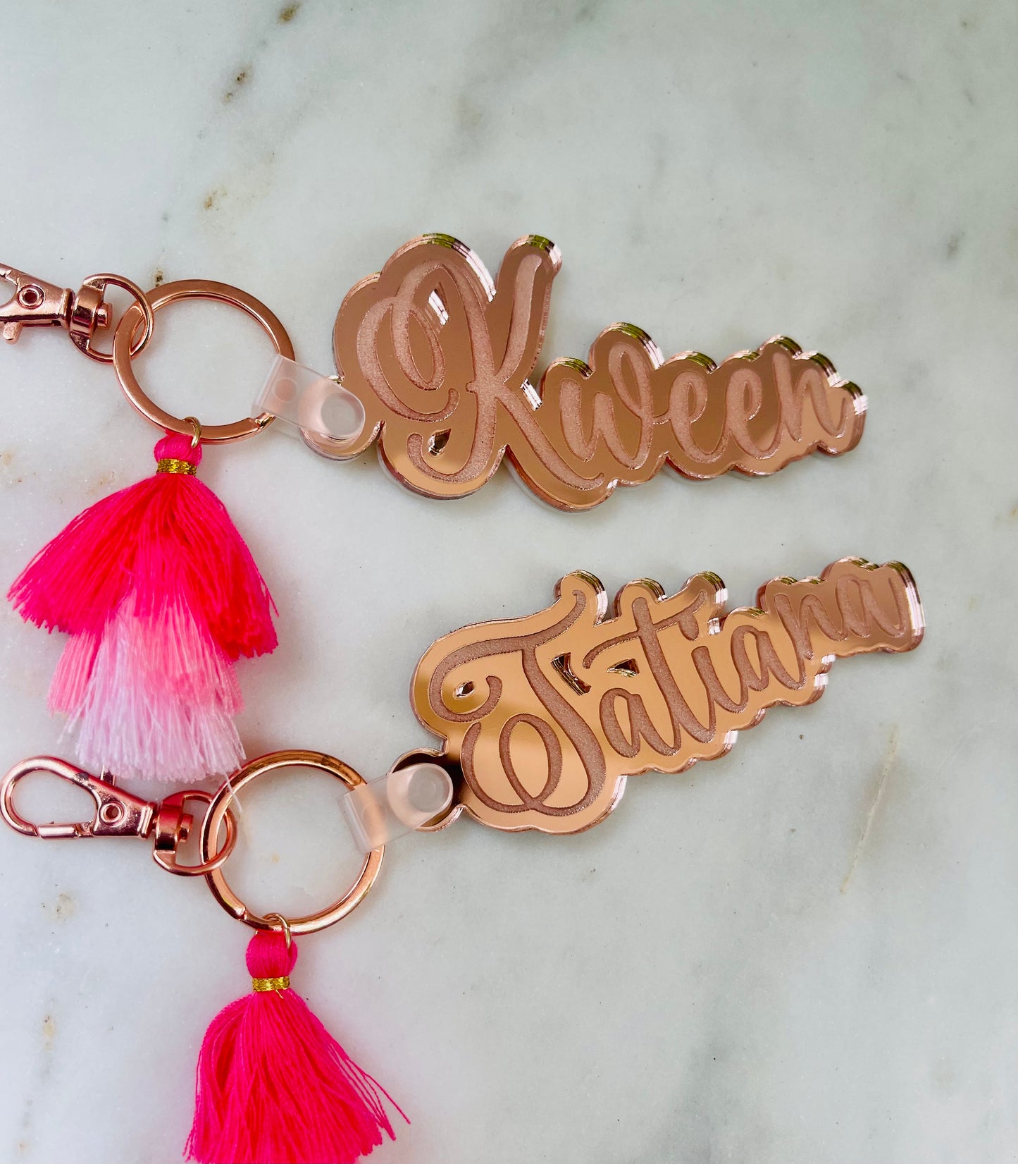Deluxe Wood/Mirror NAME Acrylic Key Chain
