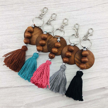 Disc Beaded Keychain W/Tassel