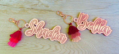 Deluxe Wood/Mirror NAME Acrylic Key Chain