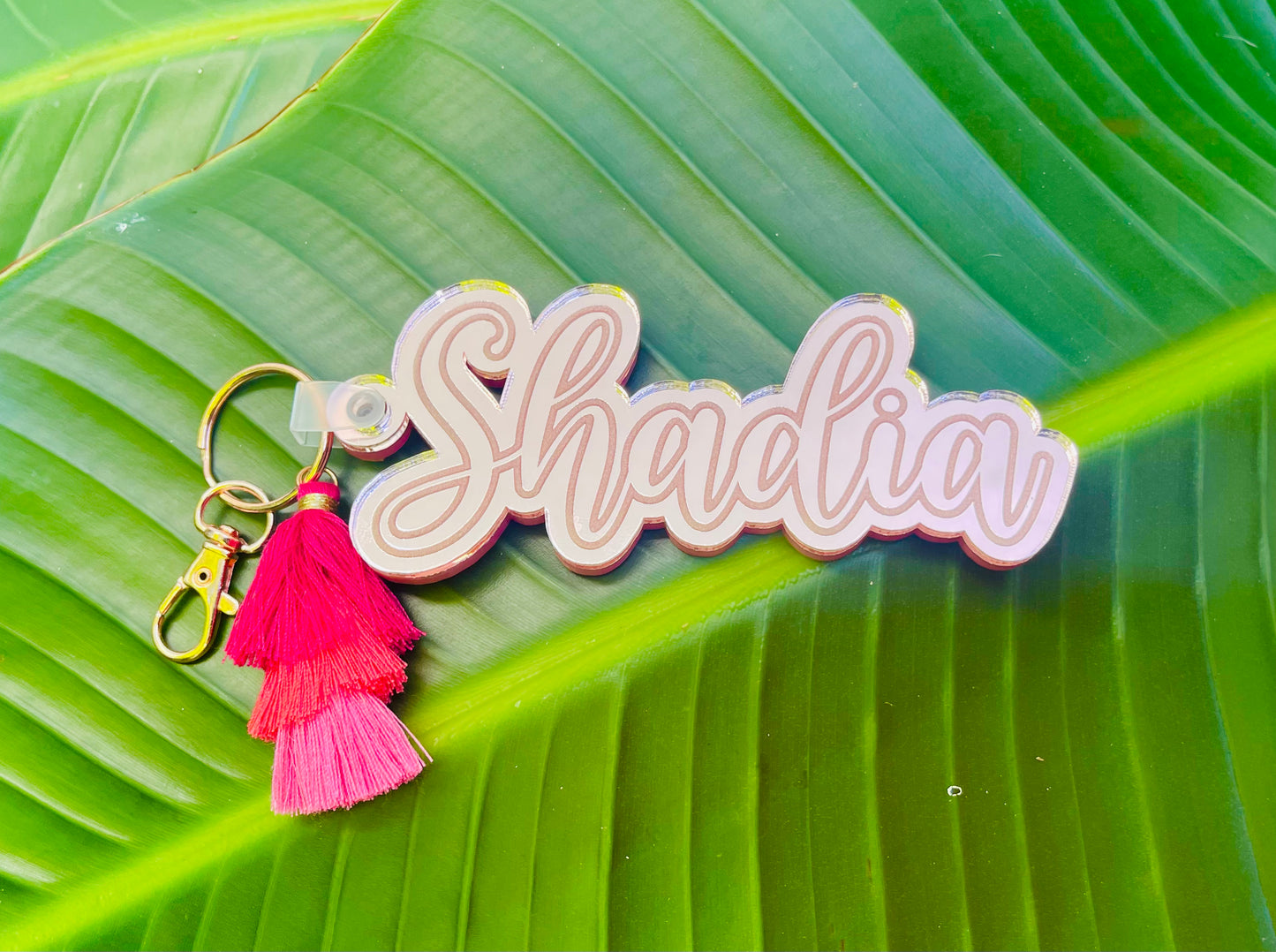 Deluxe Wood/Mirror NAME Acrylic Key Chain