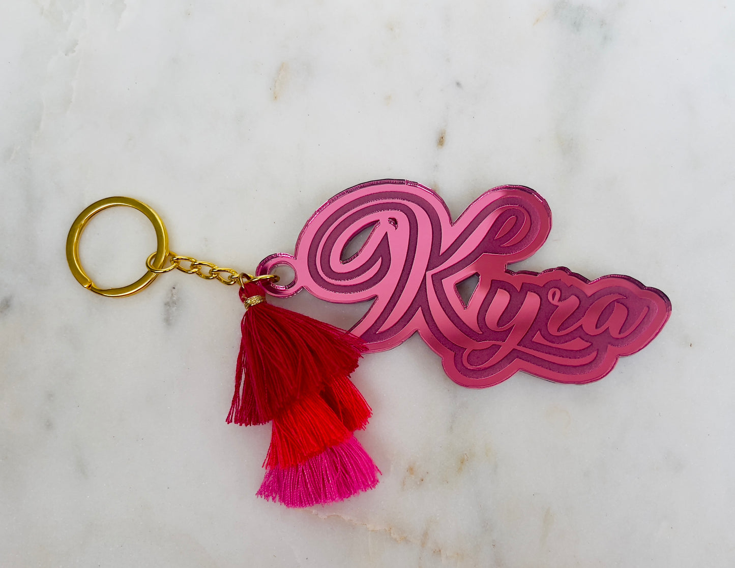 Deluxe Wood/Mirror NAME Acrylic Key Chain